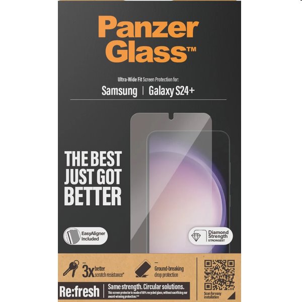 Levně Ochranné sklo PanzerGlass Re:fresh UWF s aplikátorem pro Samsung Galaxy S24 Plus, černé