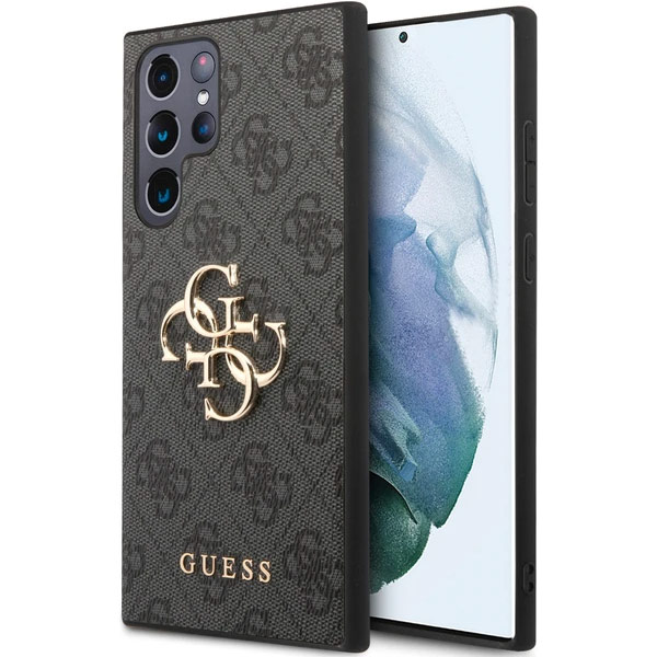 Pouzdro Guess 4G Metal Logo pro Samsung Galaxy S24 Ultra, šedé