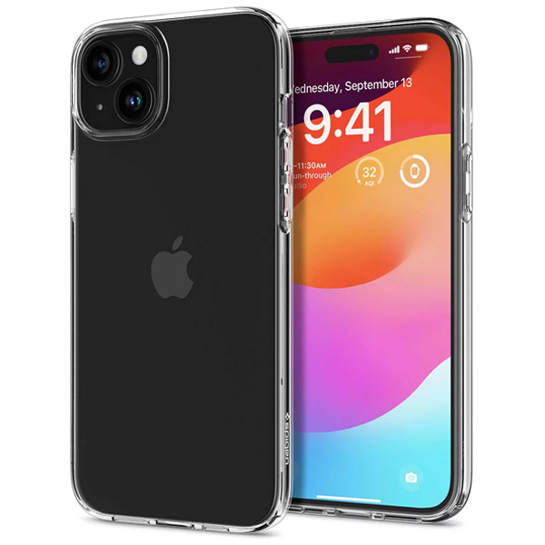 Pouzdro Spigen Crystal Flex pro Apple iPhone 15 Plus, transparentní