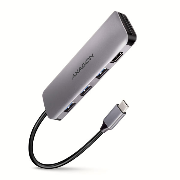 AXAGON HMC-HCR3A 3x USB-A + HDMI + SD/microSD, USB-C 3.2 Gen 1 hub, 20cm USB-C cable - OPENBOX (Rozbalené zboží s plnou zárukou)