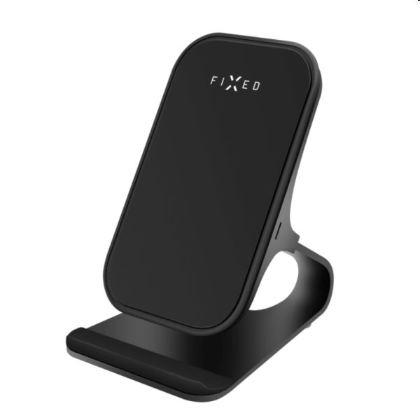 FIXED Stand with fast wireless charging Frame Wireless, 15W, black - OPENBOX (Rozbalené zboží s plnou zárukou)