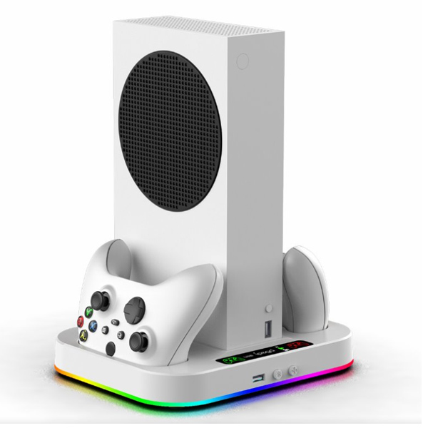 Levně iPega XBS012S Multifunkční nabíjecí RGB stojan s chlazením pro Xbox Series S + 2ks Baterií