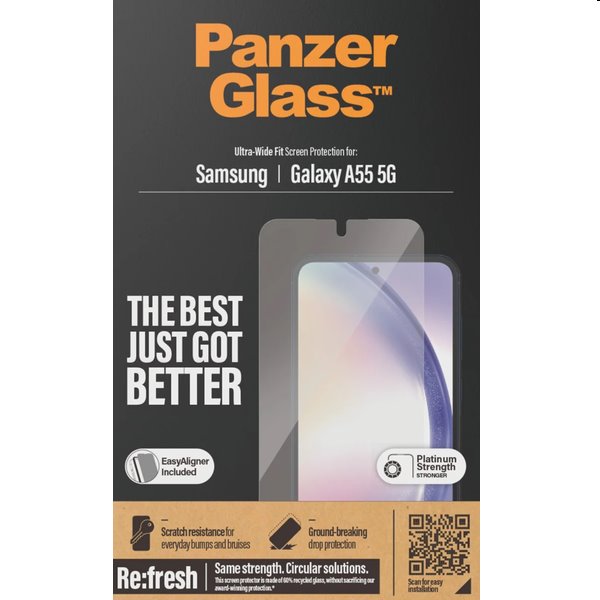 Levně Ochranné sklo PanzerGlass Re:fresh UWF s aplikátorem pro Samsung Galaxy A55 5G, černé