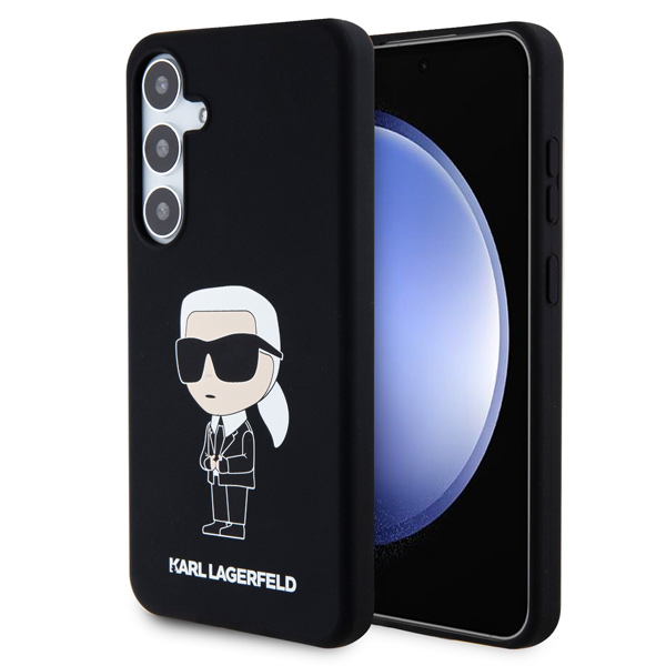 Zadní kryt Karl Lagerfeld Liquid Silicone Ikonik NFT pro Samsung Galaxy S24 Plus, černý