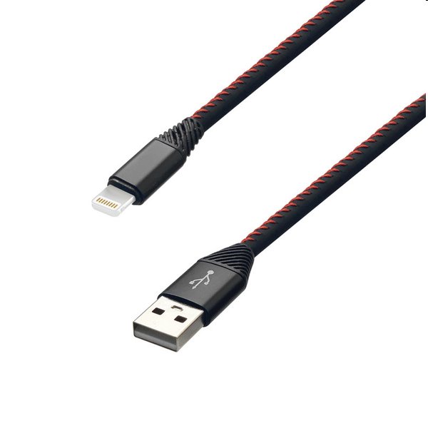 MobilNET Datový a nabíjecí kabel TPU USB/Lightning, 2A, 2m, černý