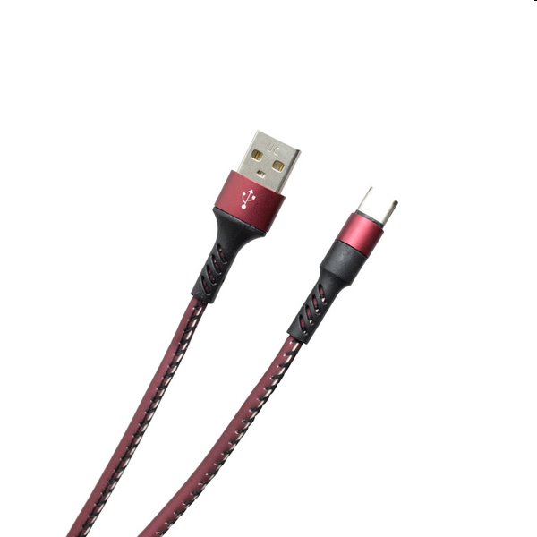 Levně MobilNET Datový a nabíjecí kabel TPU USB/USB-C, 2A, 1m, bordový