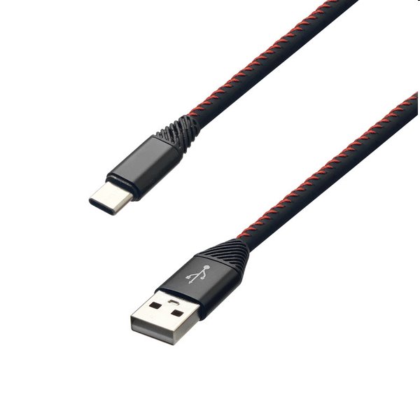 MobilNET Datový a nabíjecí kabel TPU USB/USB-C, 2A, 2m, černý