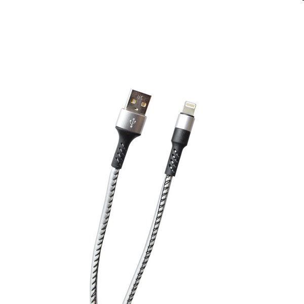 MobilNET Datový a nabíjecí kabel USB/Lightning, 2A, 1m, stříbrný