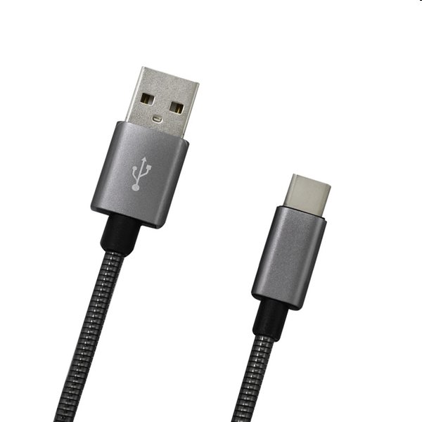 MobilNET Datový a nabíjecí kabel USB/USB-C, 2A, 1m, šedý