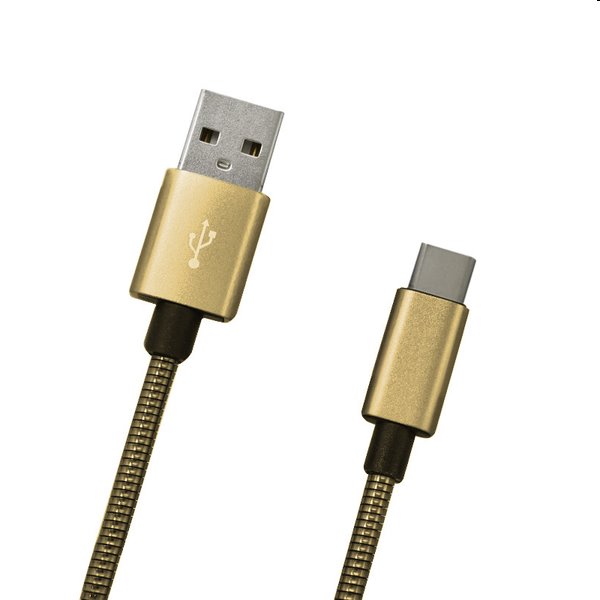 MobilNET Datový a nabíjecí kabel USB/USB-C, 2A, 1m, zlatý