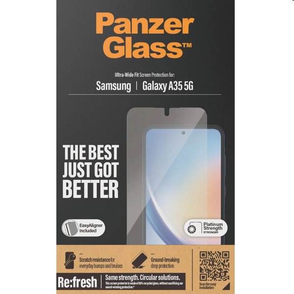 Levně Ochranné sklo PanzerGlass Re:fresh UWF s aplikátorem pro Samsung Galaxy A35 5G, černé