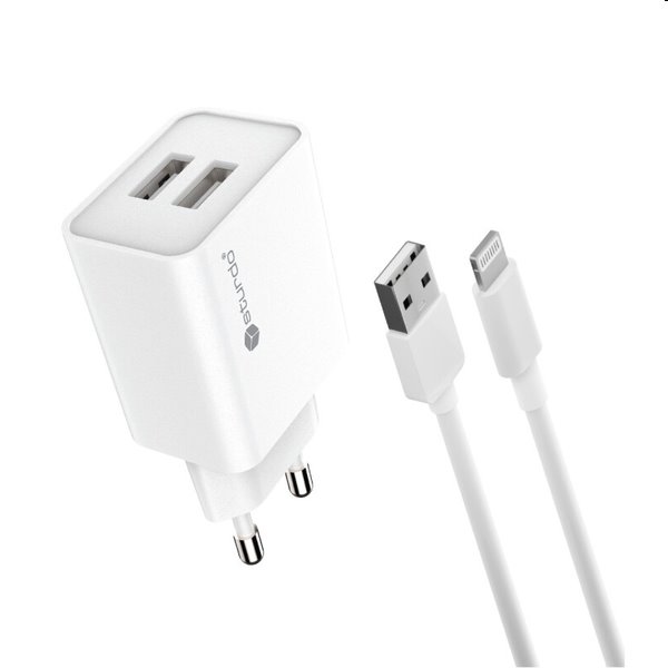 Sturdo Síťová nabíječka 2,1A 2xUSB + nabíjecí kabel USB/USB-C, bílá Sturdo Síťová nabíječka 2,1A 2xUSB + nabíjecí kabel USB/USB-C, bílá