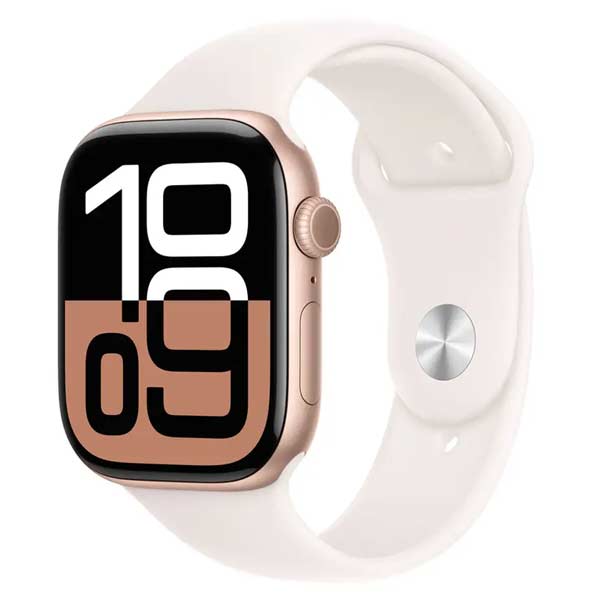 Apple Watch Series 10 GPS 46mm Růžově zlatý hliník se světle ruměným provlékacím řemínkem - M/L Apple Watch Series 10 GPS 46mm Růžově zlatý hliník se světle ruměným provlékacím řemínkem - M/L