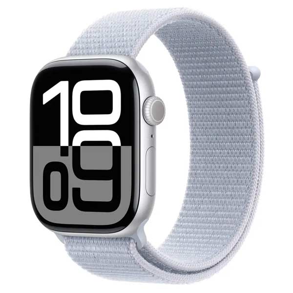 Apple Watch Series 10 GPS 46mm stříbrný hliník s oblačně modrým provlékacím sportovním řemínkem Apple Watch Series 10 GPS 46mm stříbrný hliník s oblačně modrým provlékacím sportovním řemínkem