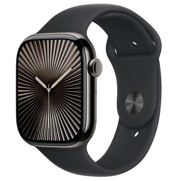Apple Watch Series 10 GPS + Cellular 42mm Natural Titanium Case with Stone Grey Sport Band - S/M Apple Watch Series 10 GPS + Cellular 42mm Natural Titanium Case with Stone Grey Sport Band - S/M