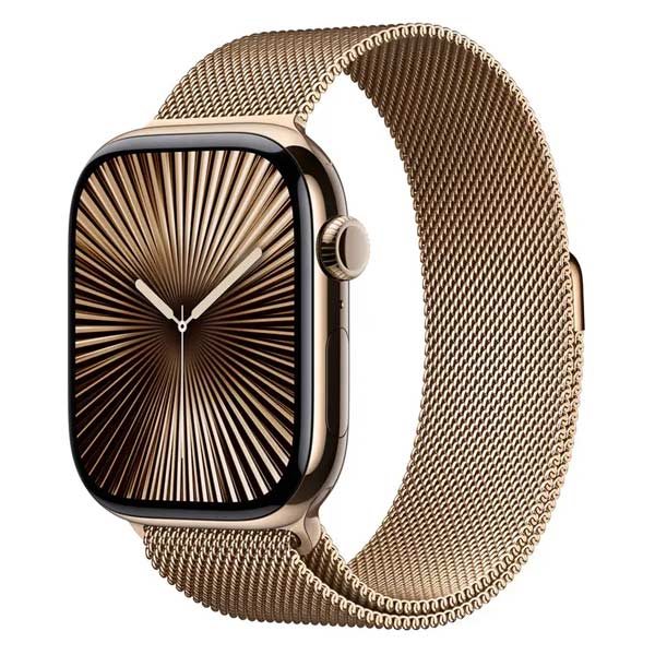 Apple Watch Series 10 GPS + Cellular 46mm Zlatý titan se zlatým milánskym řemínkem - M/L Apple Watch Series 10 GPS + Cellular 46mm Zlatý titan se zlatým milánskym řemínkem - M/L
