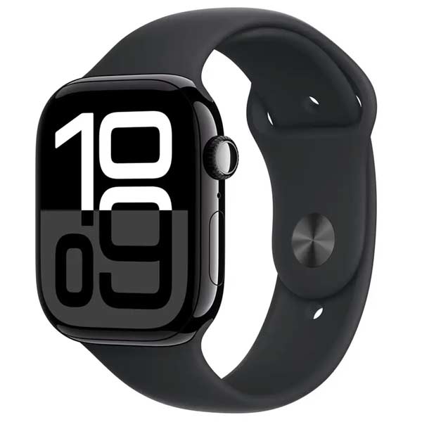 Apple Watch Series 10 GPS + Cellular 46mm Klavírně černý hliník s černým sportovním řemínkem - M/L Apple Watch Series 10 GPS + Cellular 46mm Klavírně černý hliník s černým sportovním řemínkem - M/L