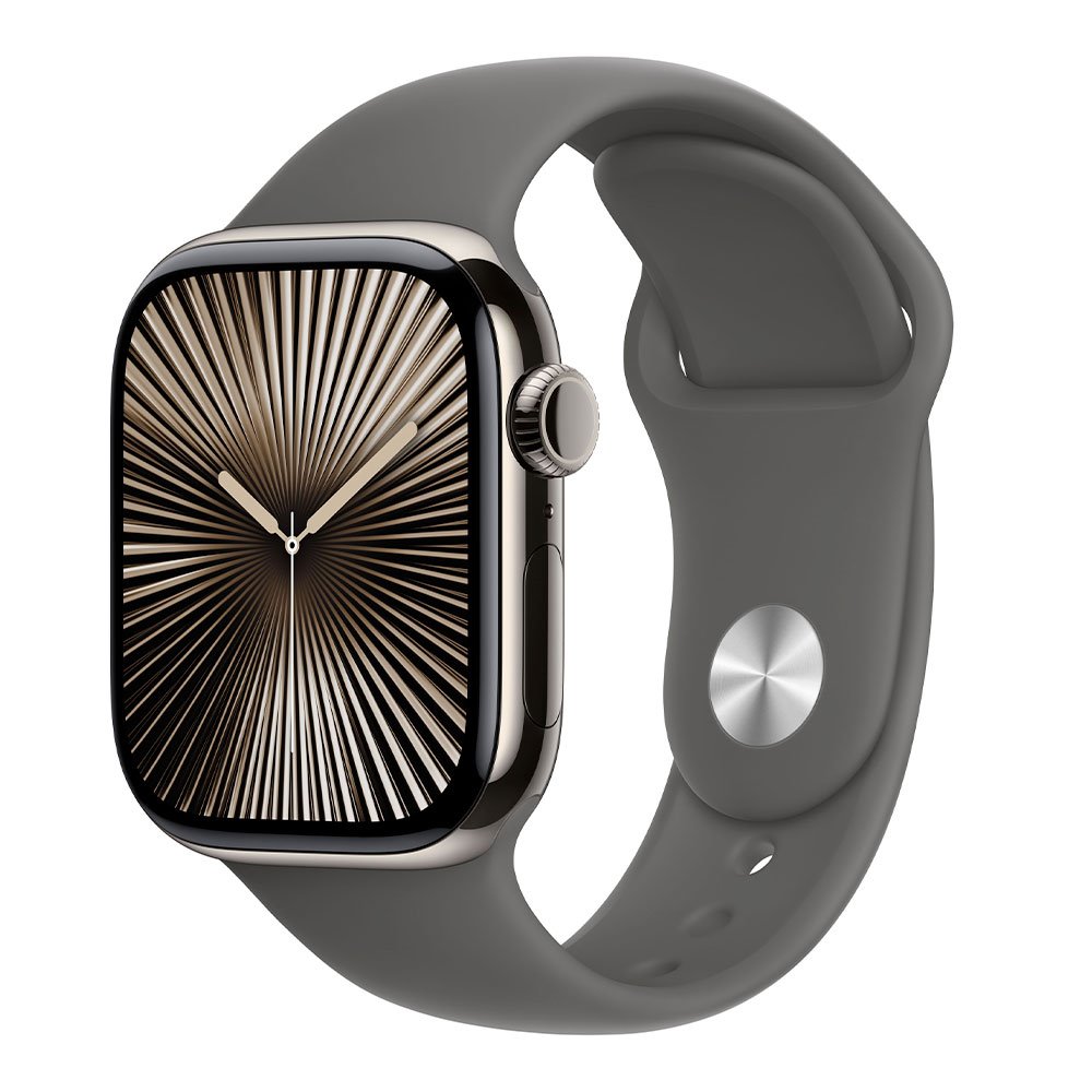 Apple Watch Series 10 GPS + Cellular 46mm Natural Titanium Case with Stone Grey Sport Band - M/L Apple Watch Series 10 GPS + Cellular 46mm Natural Titanium Case with Stone Grey Sport Band - M/L