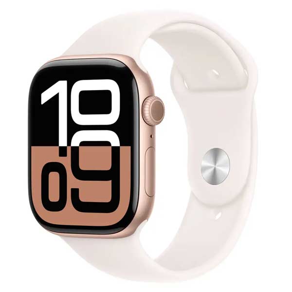 Apple Watch Series 10 GPS + Cellular 46mm Růžoě zlatý hliník se světle ruměným sportovním řemínkem - M/L Apple Watch Series 10 GPS + Cellular 46mm Růžoě zlatý hliník se světle ruměným sportovním řemínkem - M/L