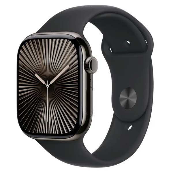 Apple Watch Series 10 GPS + Cellular 46mm Břidlicově šedý titan s černým sportovním řemínkem - M/L Apple Watch Series 10 GPS + Cellular 46mm Břidlicově šedý titan s černým sportovním řemínkem - M/L
