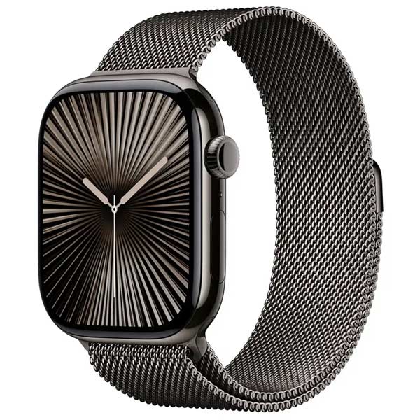 Apple Watch Series 10 GPS + Cellular 46mm Břidlicově šedý titan s břidlicově šedým milánskym řemínkem - M/L Apple Watch Series 10 GPS + Cellular 46mm Břidlicově šedý titan s břidlicově šedým milánskym řemínkem - M/L