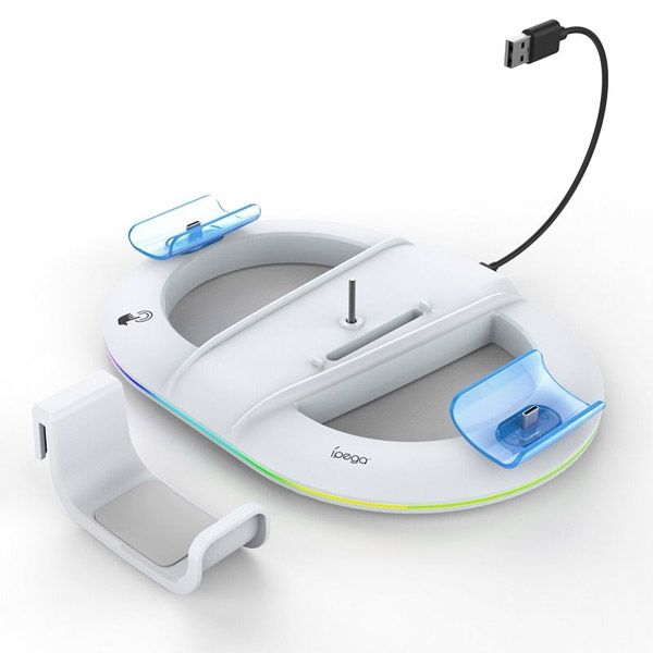 iPega P5S045 Vertikální nabíjecí stojan s RGB pro PS5/PS5 Slim bílý iPega P5S045 Vertikální nabíjecí stojan s RGB pro PS5/PS5 Slim bílý