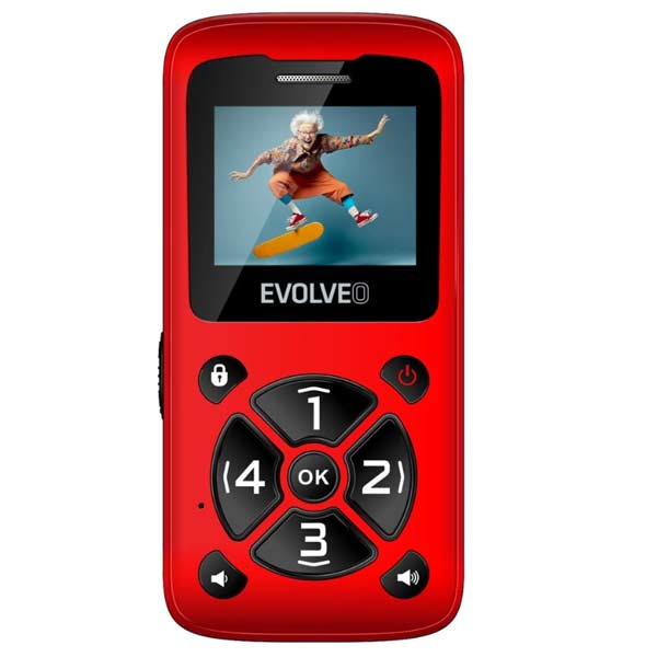 EVOLVEO EasyPhone ID, mobilní telefon pro seniory, červený