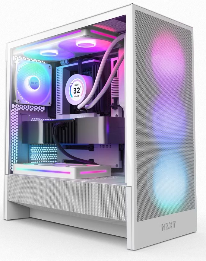 NZXT case H5 Flow RGB / 360 mm RGB core fan / mesh / White NZXT case H5 Flow RGB / 360 mm RGB core fan / mesh / White