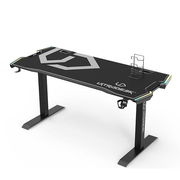 ULTRADESK herní stůl FORCE - šedý, 166x70 cm, 76.5 cm, s XXL podložkou pod myš, držák sluchátek aj nápojů, RGB ULTRADESK herní stůl FORCE - šedý, 166x70 cm, 76.5 cm, s XXL podložkou pod myš, držák sluchátek aj nápojů, RGB