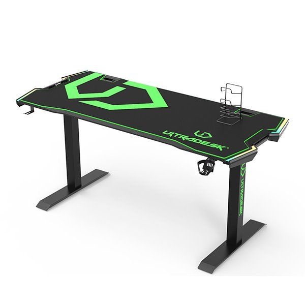 ULTRADESK herní stůl FORCE - zelený, 166x70 cm, 76.5 cm, s XXL podložkou pod myš, držák sluchátek aj nápojů, RGB ULTRADESK herní stůl FORCE - zelený, 166x70 cm, 76.5 cm, s XXL podložkou pod myš, držák sluchátek aj nápojů, RGB