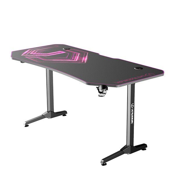 ULTRADESK herní stůl FRAG XXL PINK, 160 x 75 cm, 75 cm, držák nápojů a sluchátek, stojan BEAM, s celoplošnou XXL podl