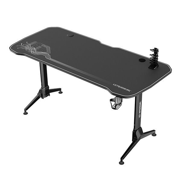 ULTRADESK herní stůl GRAND WHITE, 160x75 cm, 70-80 cm, 3 úrovne výšky, s XXL podložkou pod myš, držák sluchátek