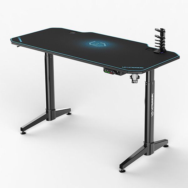 ULTRADESK herní stůl LEVEL BLUE, 140x66 cm, 72-124 cm, elektricky nastaviteľná výška, s XXL podložkou pod myš ULTRADESK herní stůl LEVEL BLUE, 140x66 cm, 72-124 cm, elektricky nastaviteľná výška, s XXL podložkou pod myš