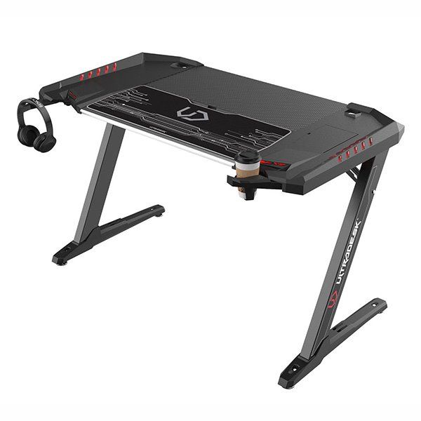 ULTRADESK herní stůl ROCKET BLACK, 128x68 cm, 78 cm, s XL podložkou pod myš, držák sluchátek aj nápojů ULTRADESK herní stůl ROCKET BLACK, 128x68 cm, 78 cm, s XL podložkou pod myš, držák sluchátek aj nápojů