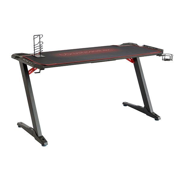 ULTRADESK herní stůl SPACE XXL RED, 154x61 cm, 78 cm, RGB podsvietenie s dotykovým panelom, s celoplošnou podložkou
