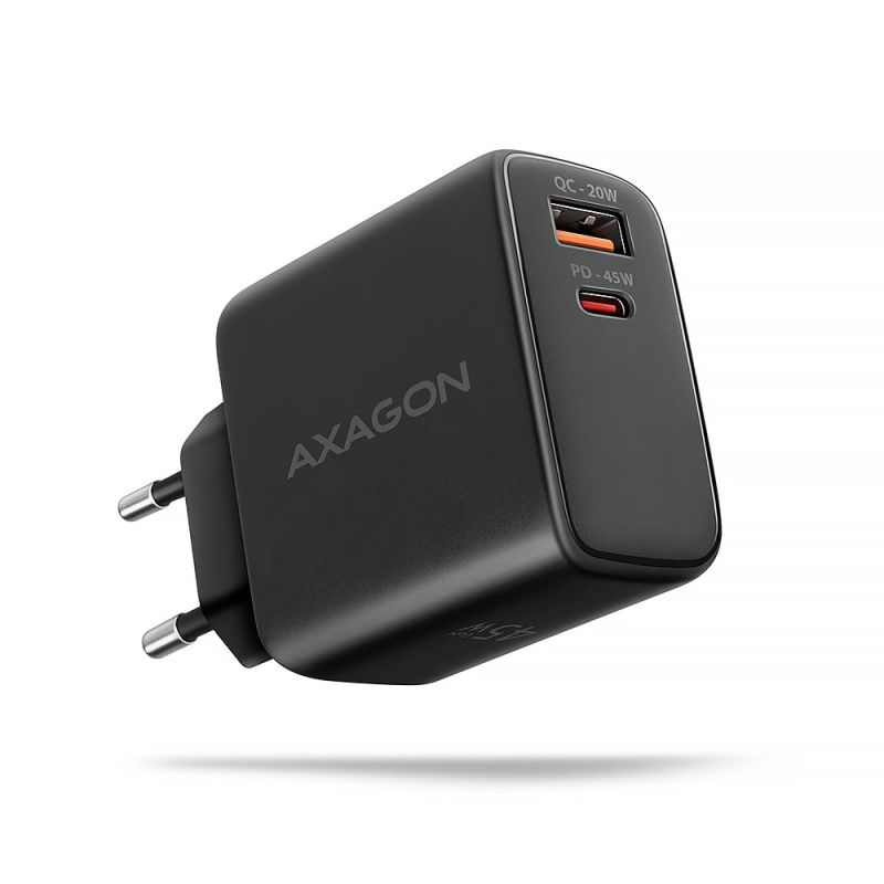 AXAGON ACU-PQ45 GaN nabíjačka do siete 45W, 2x port (USB-A + USB-C), PD3.0/PPS/QC4+/SFC 2.0/AFC/Apple AXAGON ACU-PQ45 GaN nabíjačka do siete 45W, 2x port (USB-A + USB-C), PD3.0/PPS/QC4+/SFC 2.0/AFC/Apple