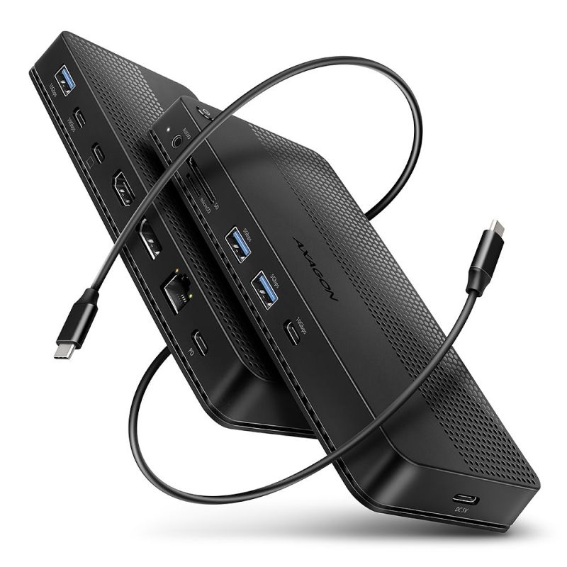AXAGON HMC-U4, USB4 40Gbps dock, 3x USB-A, 2x USB-C, HDMI a DP 8K/30Hz, RJ-45, SD/mSD, audio, PD 100W, kabel USB-C 80 cm AXAGON HMC-U4, USB4 40Gbps dock, 3x USB-A, 2x USB-C, HDMI a DP 8K/30Hz, RJ-45, SD/mSD, audio, PD 100W, kabel USB-C 80 cm