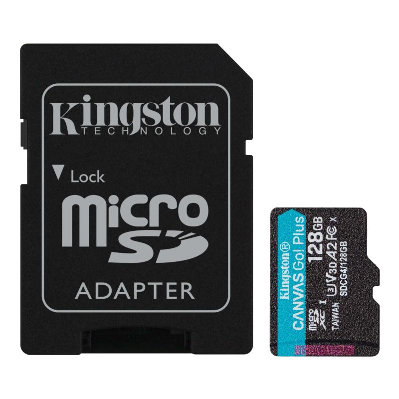 Kingston 128GB microSDXC Canvas Go Plus Gen4 200MB/s A2 U3 V30 + adaptér Kingston 128GB microSDXC Canvas Go Plus Gen4 200MB/s A2 U3 V30 + adaptér