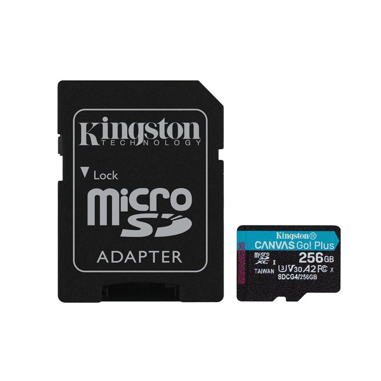 Kingston 256GB microSDXC Canvas Go Plus Gen4 200MB/s A2 U3 V30 + adaptér Kingston 256GB microSDXC Canvas Go Plus Gen4 200MB/s A2 U3 V30 + adaptér