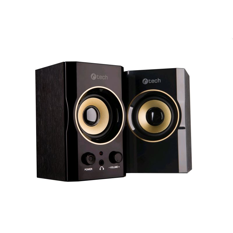 Repro C-TECH SPK-11, 2.0, dřevěné, černo-zlaté, USB