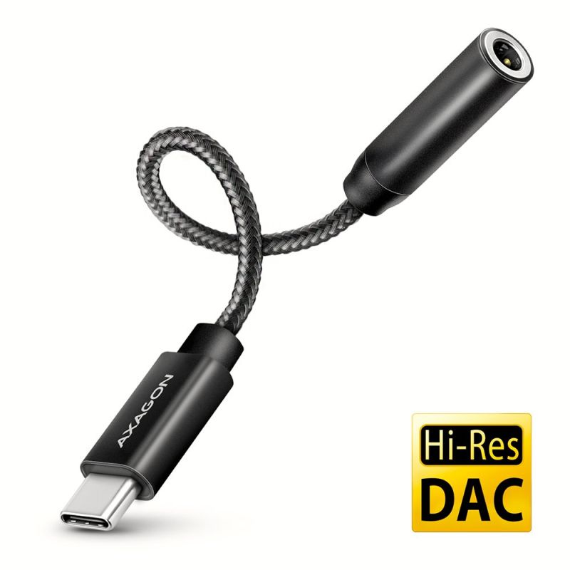 AXAGON ADA-HC, USB-C na 3.5 mm jack - Hi-Res DAC audio adaptér, 384kHz/32bit, stereo AXAGON ADA-HC, USB-C na 3.5 mm jack - Hi-Res DAC audio adaptér, 384kHz/32bit, stereo