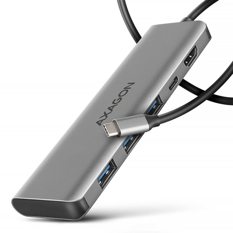 AXAGON HMC-5H, USB 5Gbps hub, 3x USB-A, HDMI 4k/30Hz, PD 100W, kabel USB-C 100 cm AXAGON HMC-5H, USB 5Gbps hub, 3x USB-A, HDMI 4k/30Hz, PD 100W, kabel USB-C 100 cm