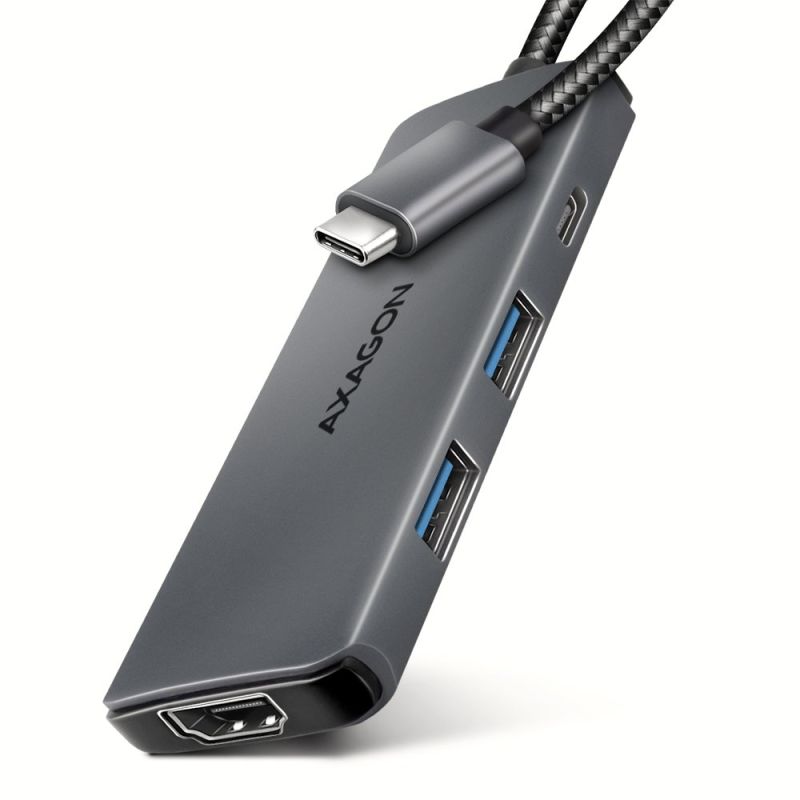 AXAGON HMC-5H8K, USB 5Gbps hub, 2x USB-A, USB-C, HDMI 8k/30Hz, PD 100W, kabel USB-C 15 cm