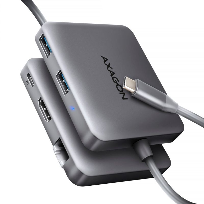 AXAGON HMC-5HL USB 5Gbps hub, 2x USB-A, HDMI 4k/60Hz, RJ-45 GLAN, PD 100W, kabel USB-C 20 cm AXAGON HMC-5HL USB 5Gbps hub, 2x USB-A, HDMI 4k/60Hz, RJ-45 GLAN, PD 100W, kabel USB-C 20 cm