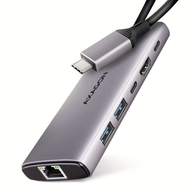 AXAGON HMC-6G2L, USB 10Gb/s hub, 2x USB-A, 1x USB-C, HDMI 4k/60, RJ-45, PD 100W, kabel USB-C 15 cm AXAGON HMC-6G2L, USB 10Gb/s hub, 2x USB-A, 1x USB-C, HDMI 4k/60, RJ-45, PD 100W, kabel USB-C 15 cm