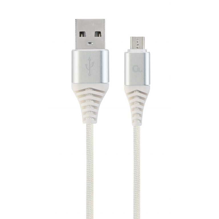 kabel CABLEXPERT USB 2.0 AM na MicroUSB (AM/BM), 1 m, opletený, bielo-stříbrný, blister, PREMIUM QUALITY kabel CABLEXPERT USB 2.0 AM na MicroUSB (AM/BM), 1 m, opletený, bielo-stříbrný, blister, PREMIUM QUALITY