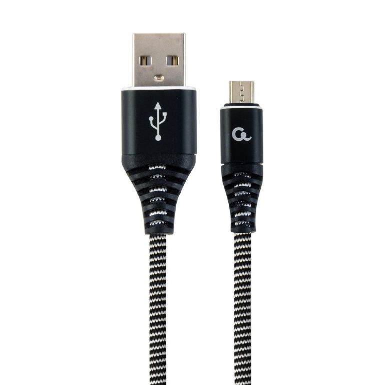 kabel CABLEXPERT USB 2.0 AM na MicroUSB (AM/BM), 1 m, opletený, černo-bílý, blister, PREMIUM QUALITY kabel CABLEXPERT USB 2.0 AM na MicroUSB (AM/BM), 1 m, opletený, černo-bílý, blister, PREMIUM QUALITY