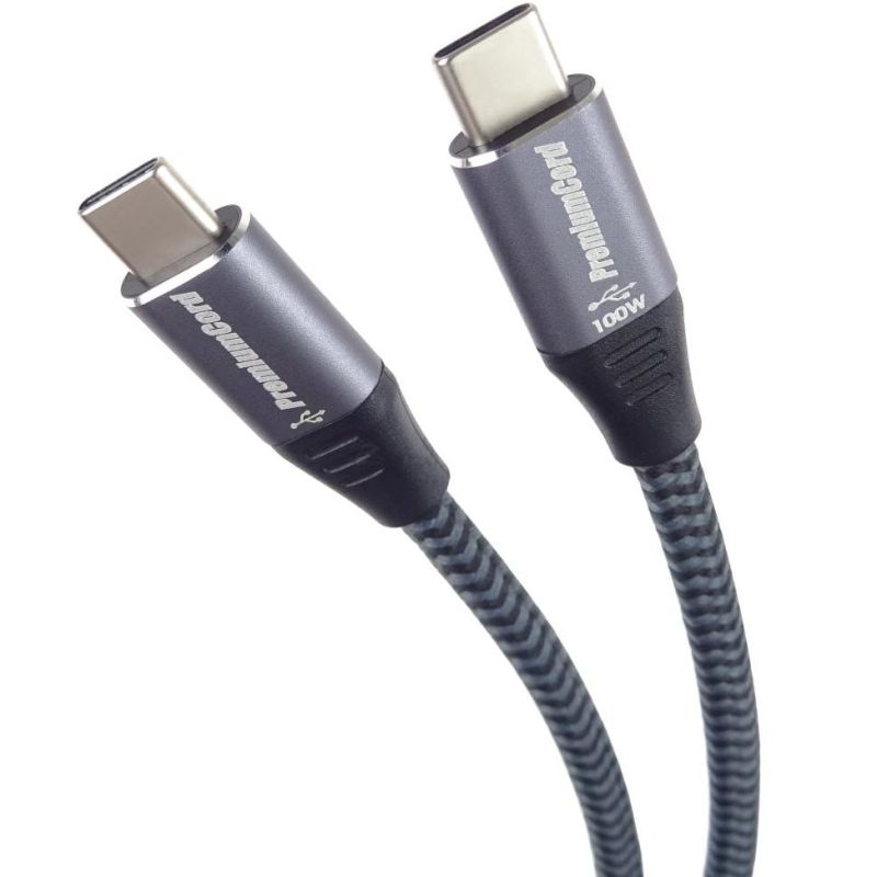PremiumCord Kabel USB-C samec - USB-C samec, hliníkové krytky konektorov, bavlnený oplet, 2m PremiumCord Kabel USB-C samec - USB-C samec, hliníkové krytky konektorov, bavlnený oplet, 2m