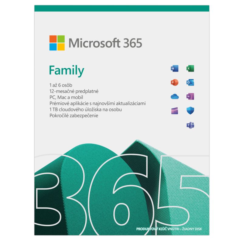 Microsoft 365 Family SK - box, predplatné 1 rok, až 6 osôb Microsoft 365 Family SK - box, predplatné 1 rok, až 6 osôb