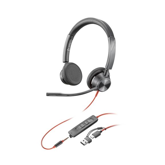 Poly Blackwire 3325 náhlavná súprava USB-C/A + 3,5 mm jack, adaptér, stereo Poly Blackwire 3325 náhlavná súprava USB-C/A + 3,5 mm jack, adaptér, stereo